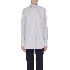 The Row Black & White Pedro Shirt Removable Collar Straight Front Long Back L